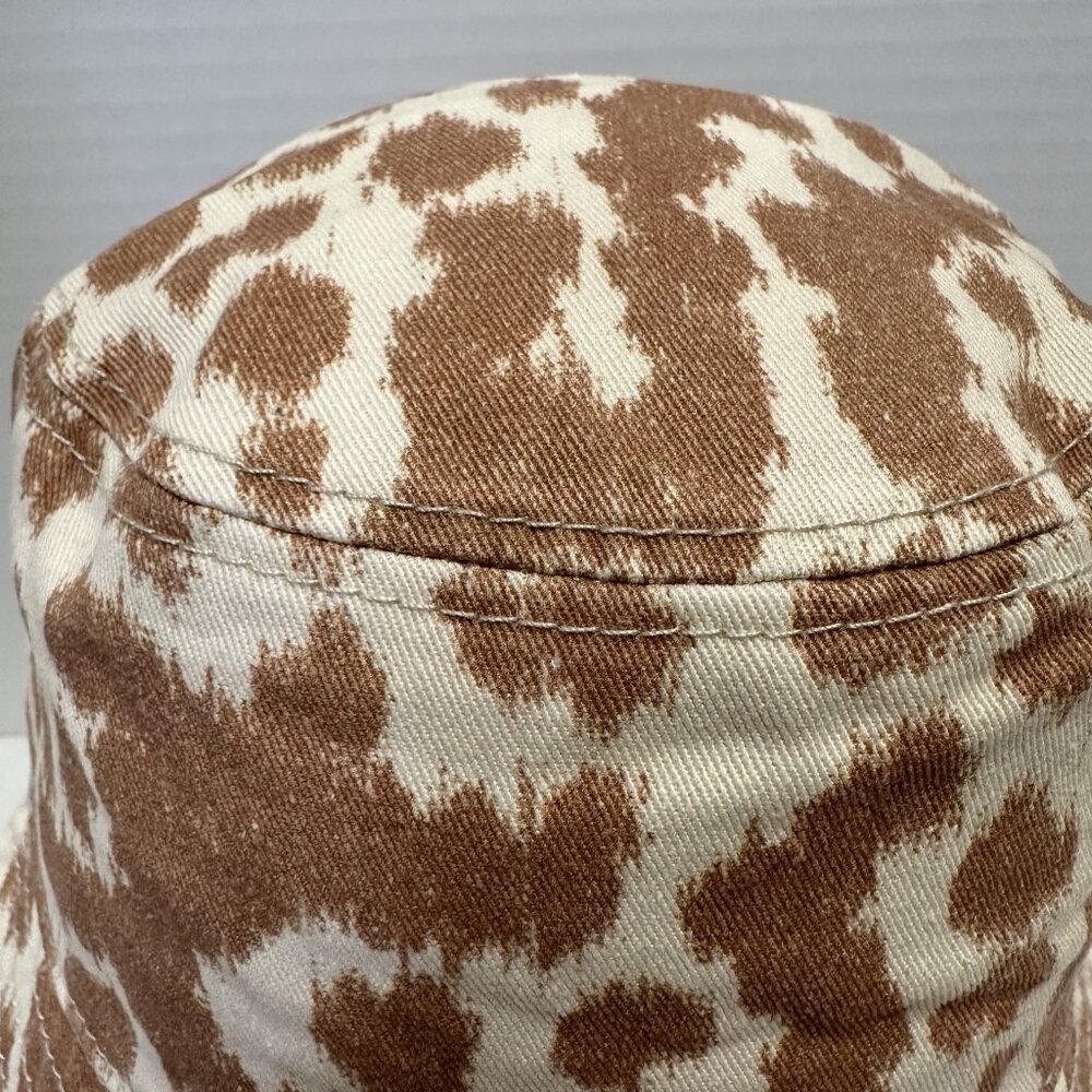 Aerie Animal Print Women's Bucket Hat One Size Tan and Ivory Beach Casual - Picture 2 of 7